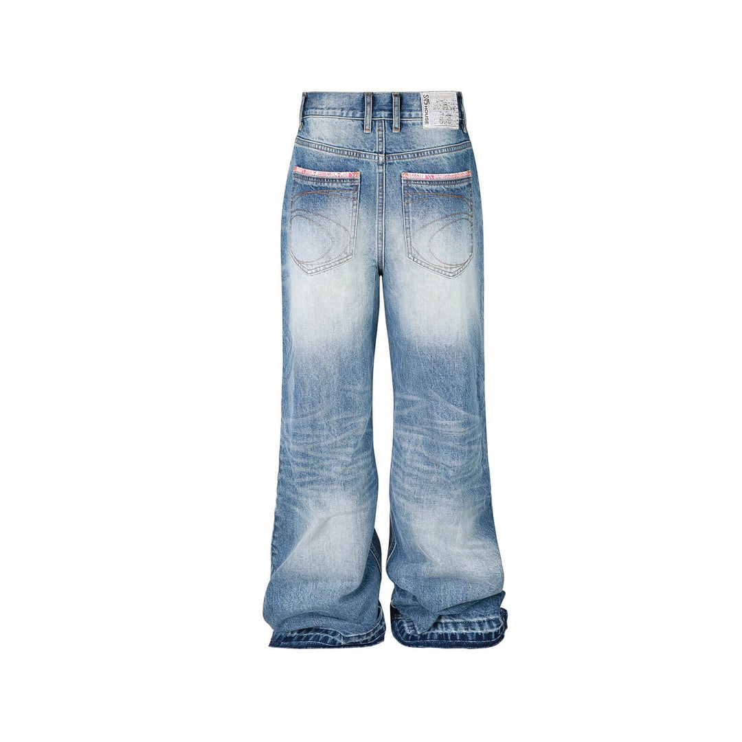 S45 Ethnic Trim Back Pocket Washed Jeans | Face 3 Face