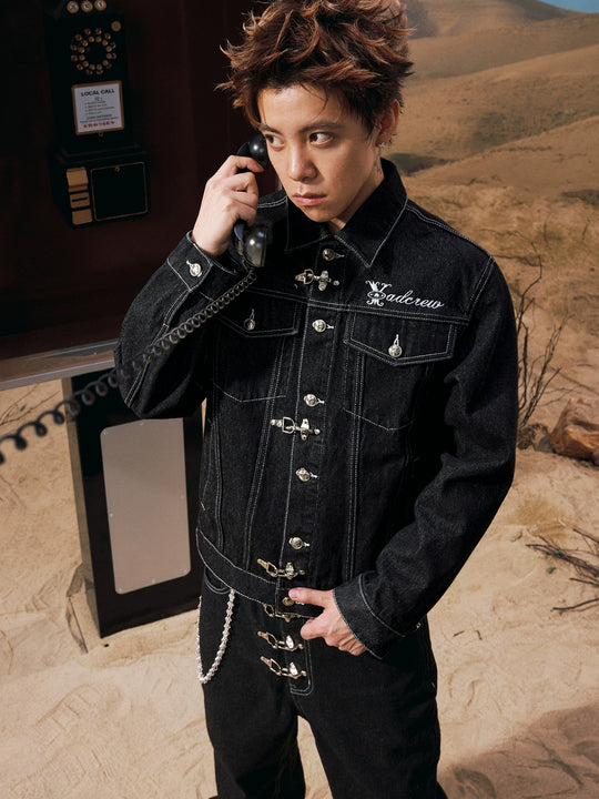 YADcrew Snap Button Denim Jacket | Face 3 Face