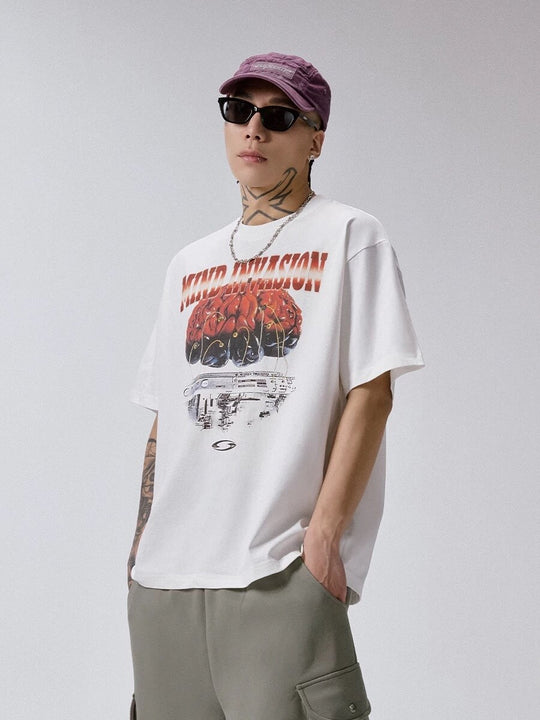 F2CE Cyber Brain Graphic Print Short Sleeve Tee | Face 3 Face