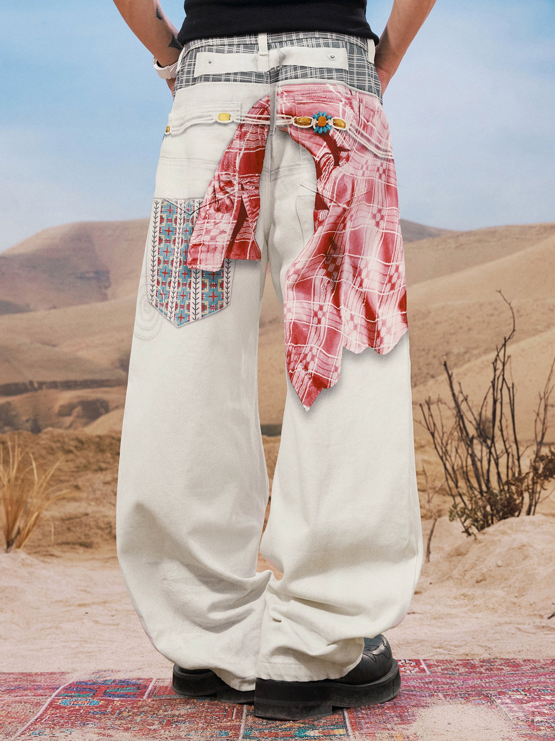 YADcrew Ethnic Pattern Shirt Photorealistic Print Jeans | Face 3 Face