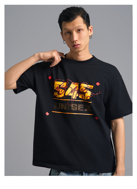 S45 Basic Signature Logo Print Rhinestone Tee | Face 3 Face