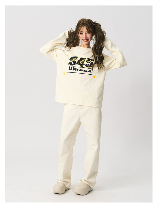 S45 Basic Letter Logo Printed Long-Sleeve Tee | Face 3 Face