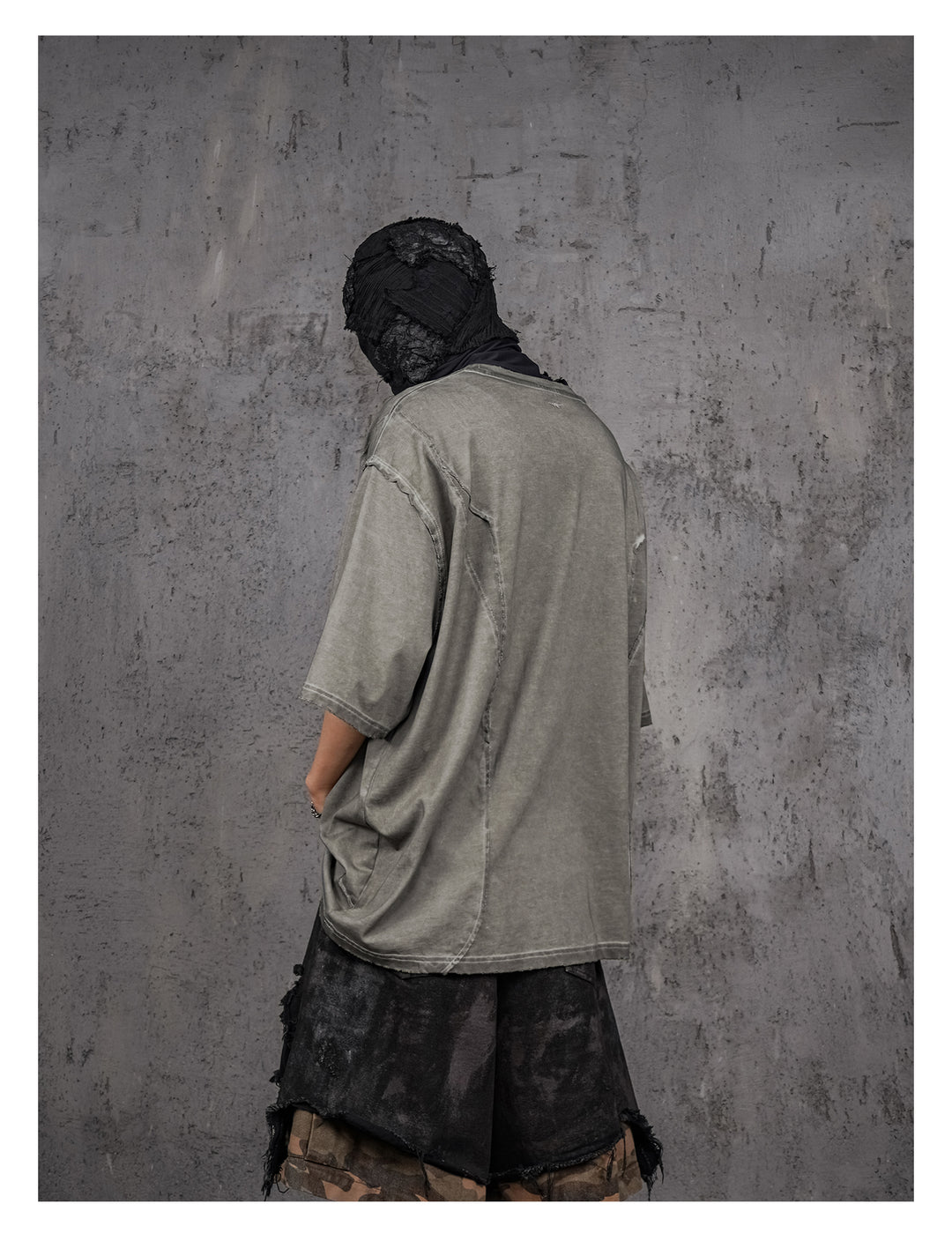 UNDERWATER Gray Sand-Washed Faded Deconstructed Tee | Face 3 Face