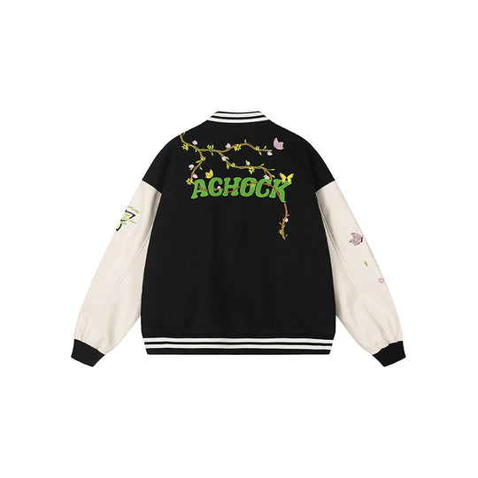 Baseball Jacket | Achock Flower Vine Embroidered Baseball Jacket | Face 3 Face