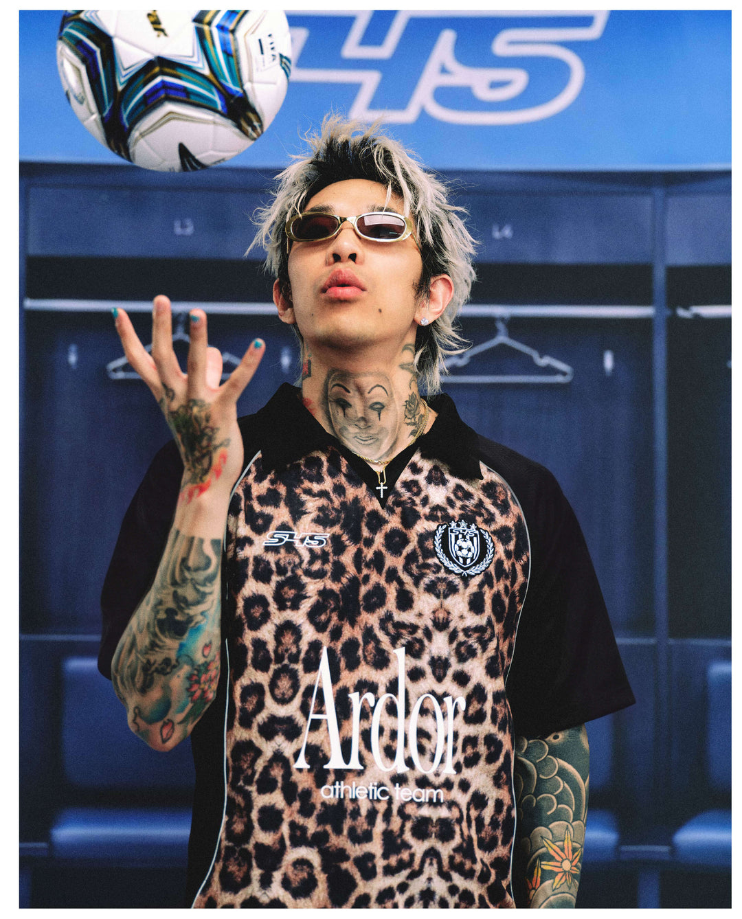 S45 Leopard Color Block Short Sleeve Polo Soccer Jersey | Face 3 Face