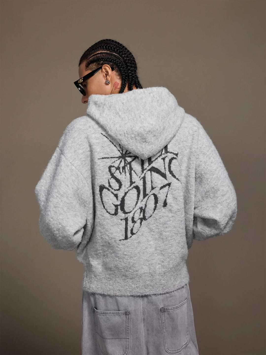 1807 STILLGOING Jacquard Knit Zip Up Hoodie | Face 3 Face