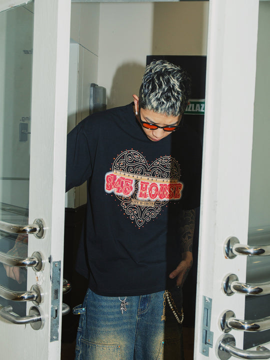 S45 Love Heart Rhinestone Tee | Face 3 Face