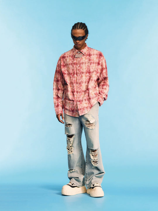 1807 Plaid Faded Long Sleeve Shirt | Face 3 Face