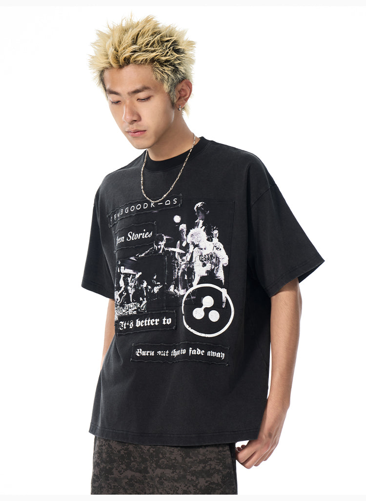 AFGK Rock Punk Print Vintage Washed Tee | Face 3 Face