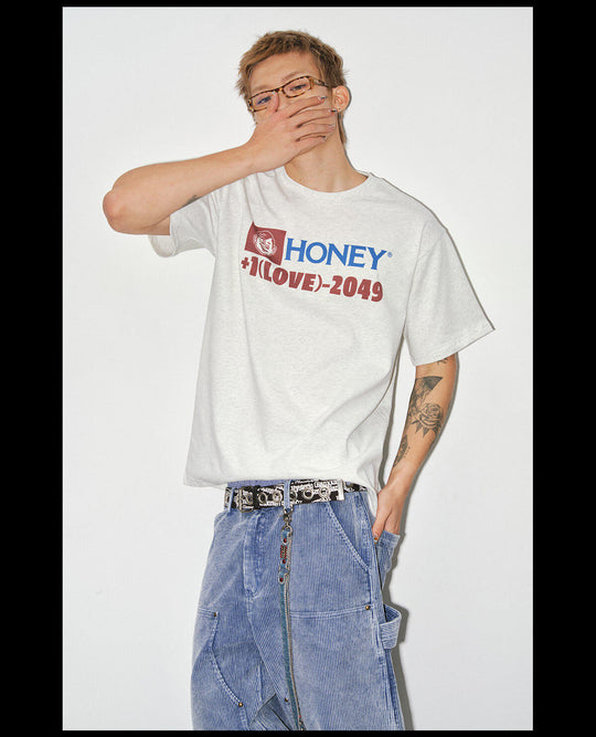 NOVACAM Love Hotline Graphic Print Short Sleeve Tee | Face 3 Face