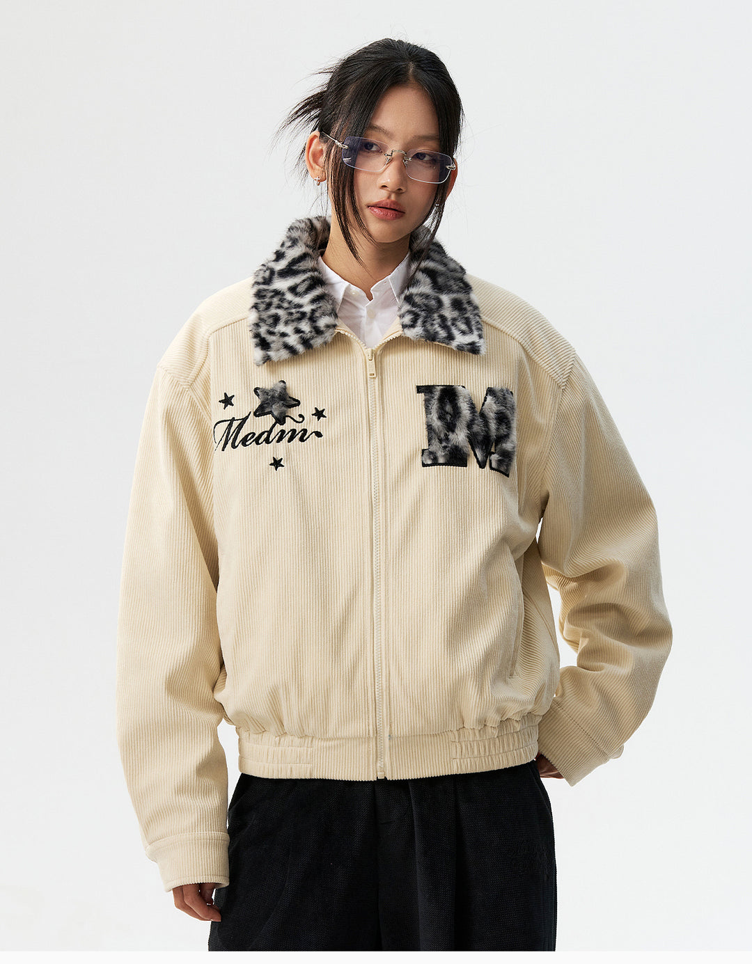 MEDM Leopard Fur Collar Corduroy Jacket | Face 3 Face