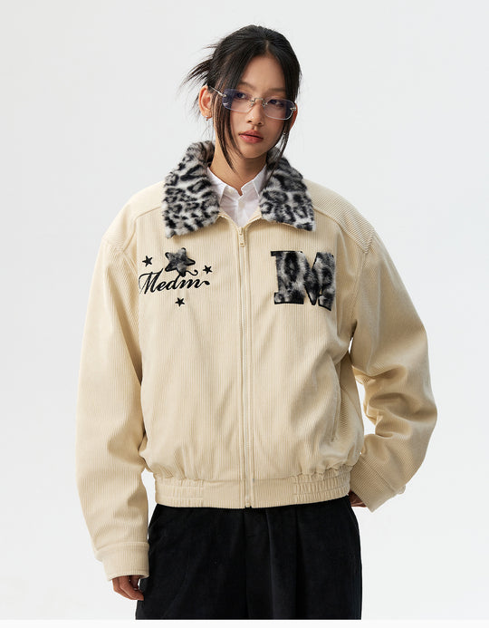 MEDM Leopard Fur Collar Corduroy Jacket | Face 3 Face