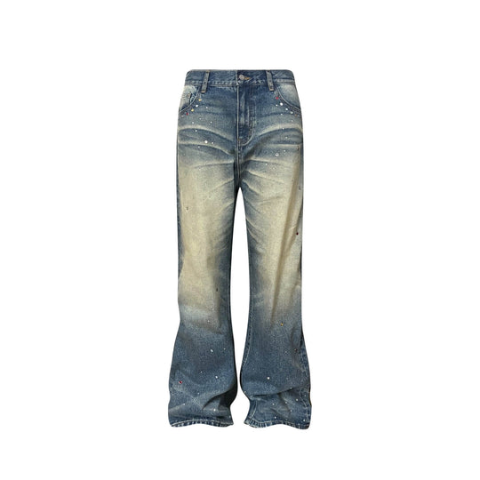 S45 Gemstone and Rhinestone Studded Washed Jeans | Face 3 Face