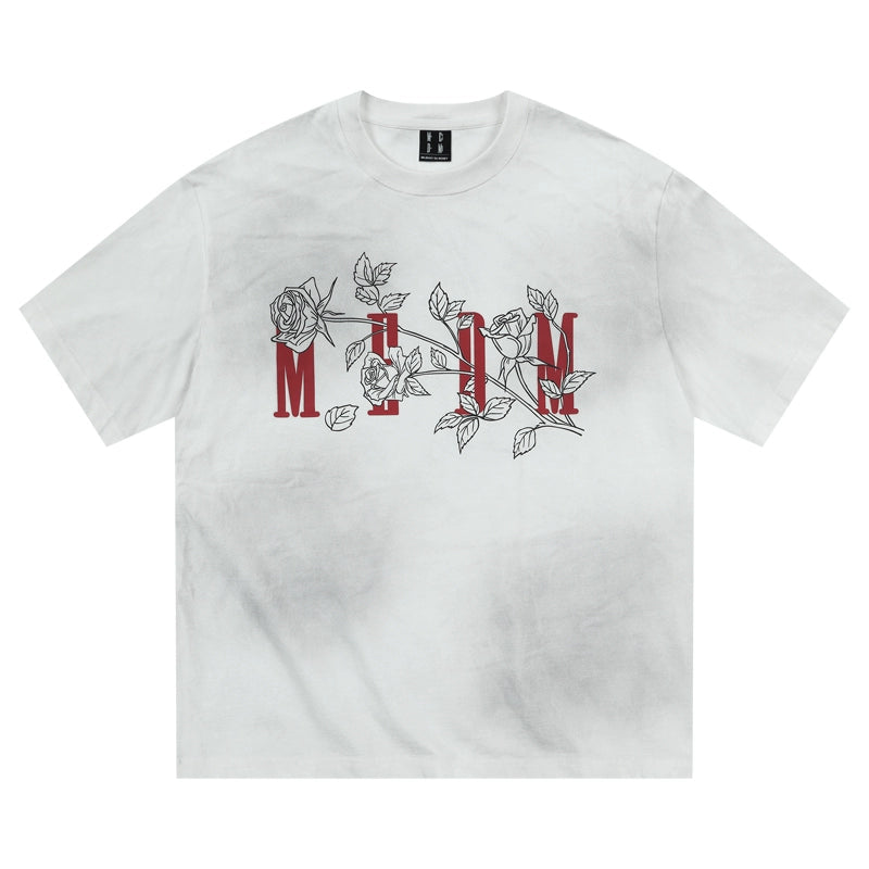 MEDM Rose Flower Print Washed Tee | Face 3 Face
