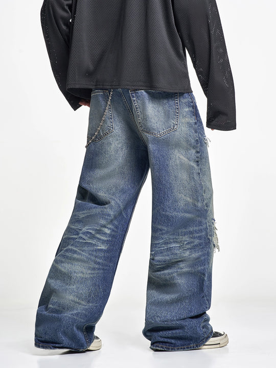 F3F Select Destroyed Washed Hole Baggy Jeans | Face 3 Face