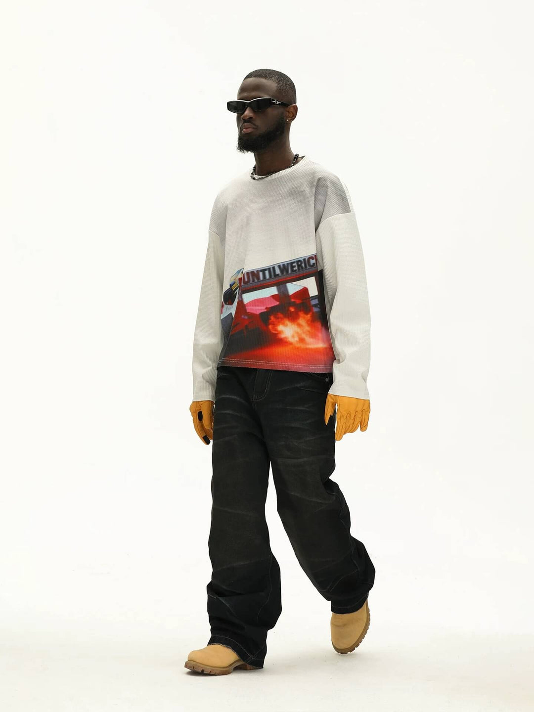 UNTILWERICH Racing Graphic Waffle Long Sleeve Tee | Face 3 Face