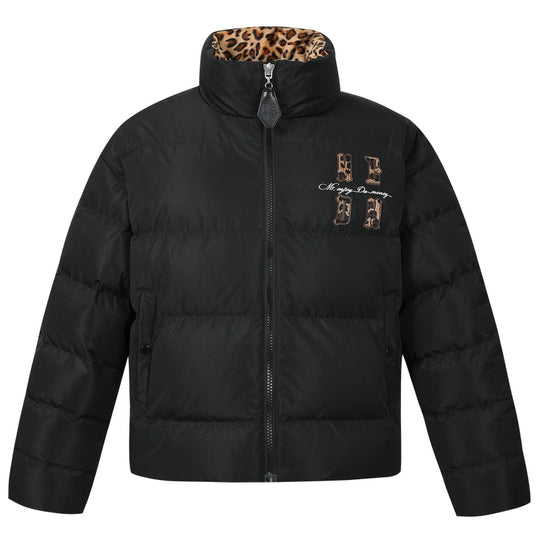 MEDM Leopard Collar Logo Patch Down Jacket | Face 3 Face