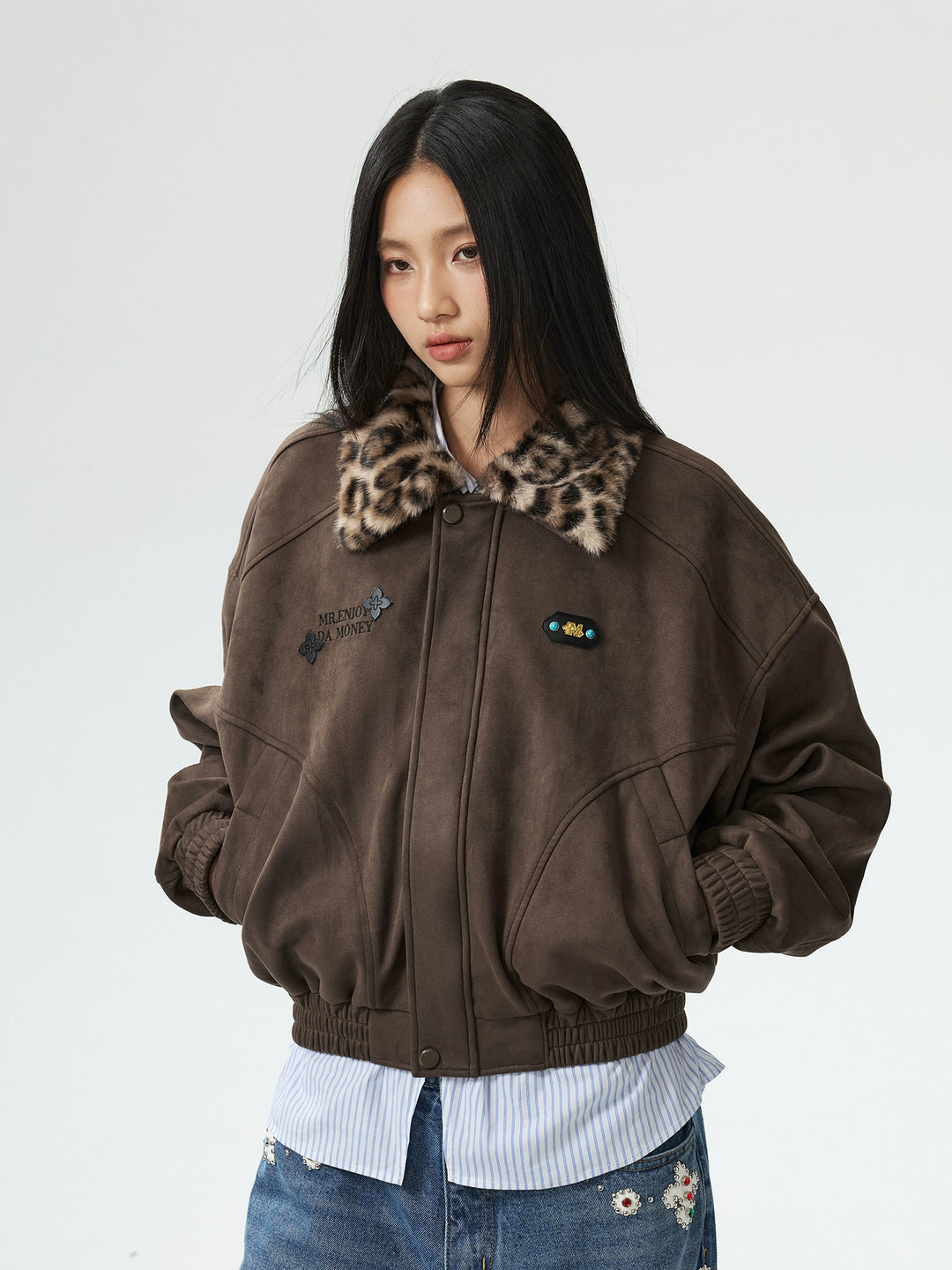 MEDM Detachable Collar Suede Jacket | Face 3 Face