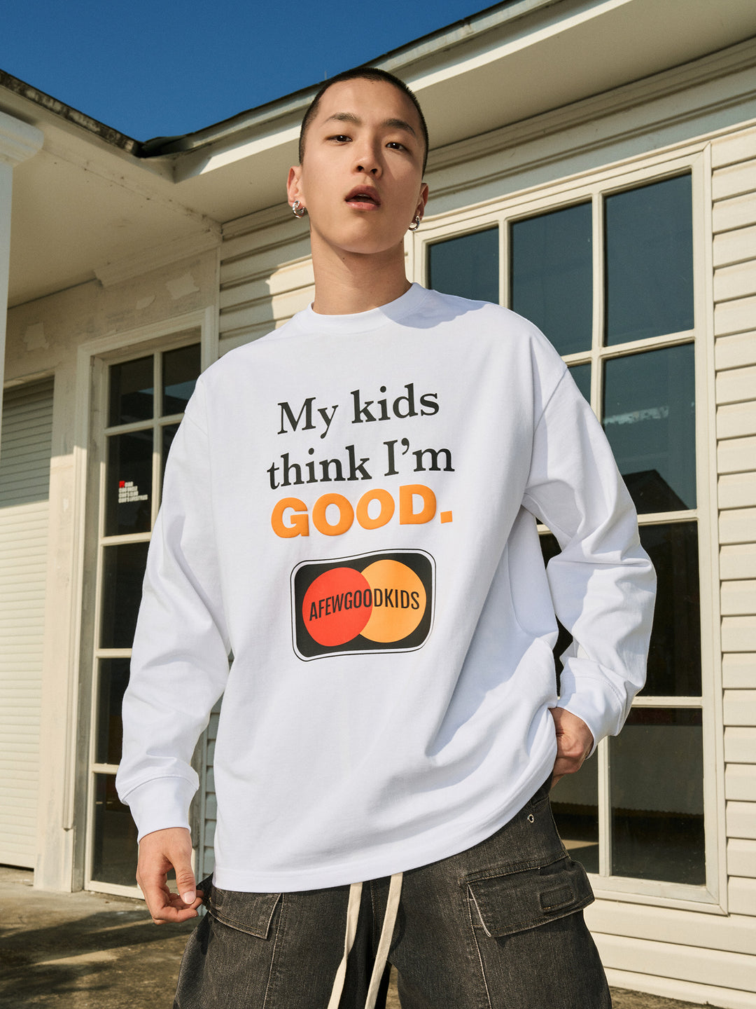 AFGK Slogan Printed Long Sleeve Tee