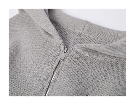 KARMANISTIC Embroidered Zip Up Knit Hoodie | Face 3 Face