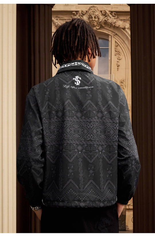Small Town Kid All Over Ethnic Pattern Coach Jacket | Face 3 Face