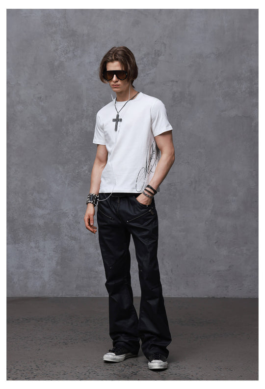 ANTIDOTE Faded Inverted Cross Back Print Short Sleeve Tee