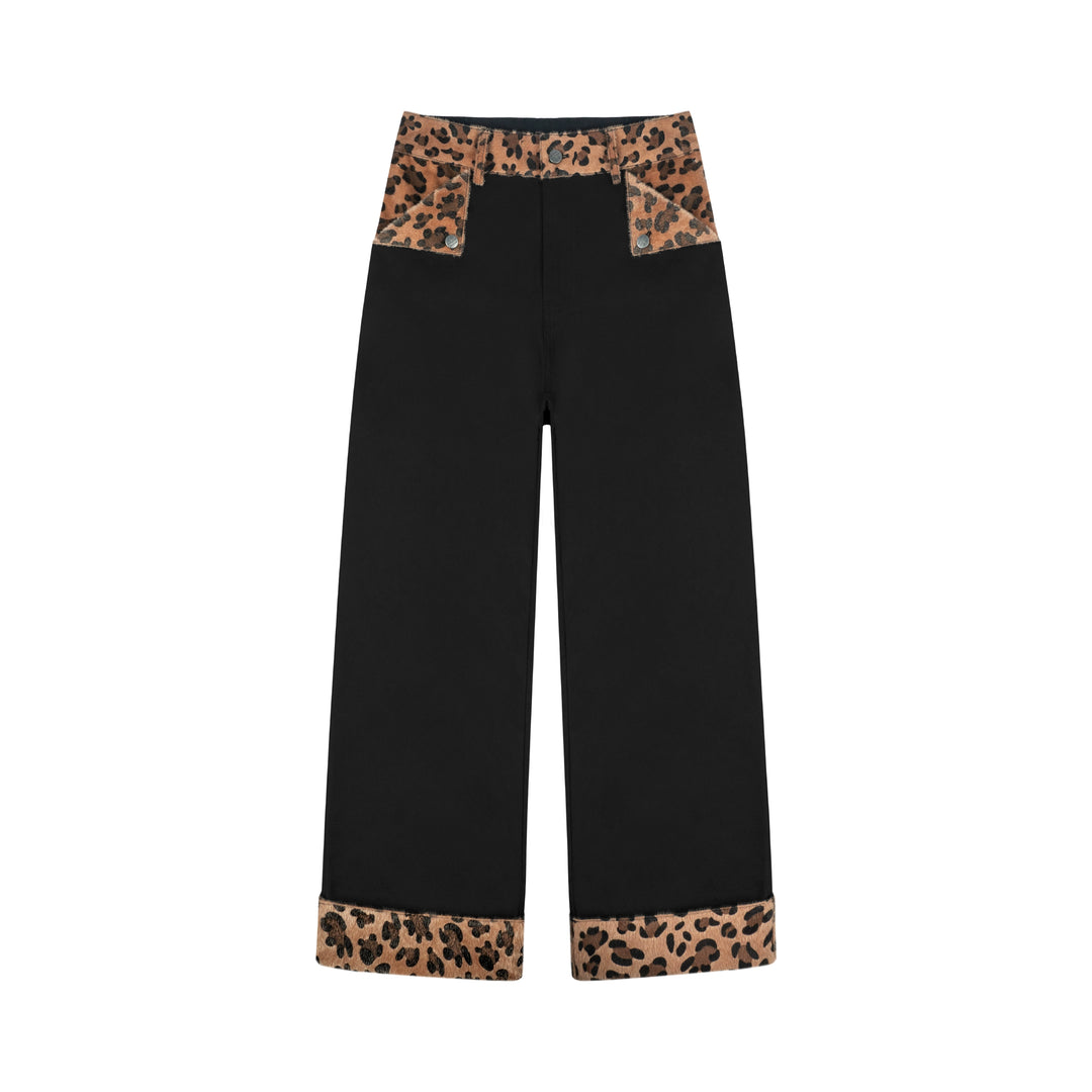 ANTIDOTE Wooly Leopard Cow Patchwork Work Pants | Face 3 Face