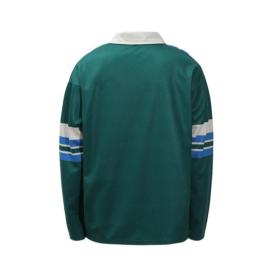 UNTILWERICH Color Blocking Striped Long Sleeve Polo Jersey | Face 3 Face