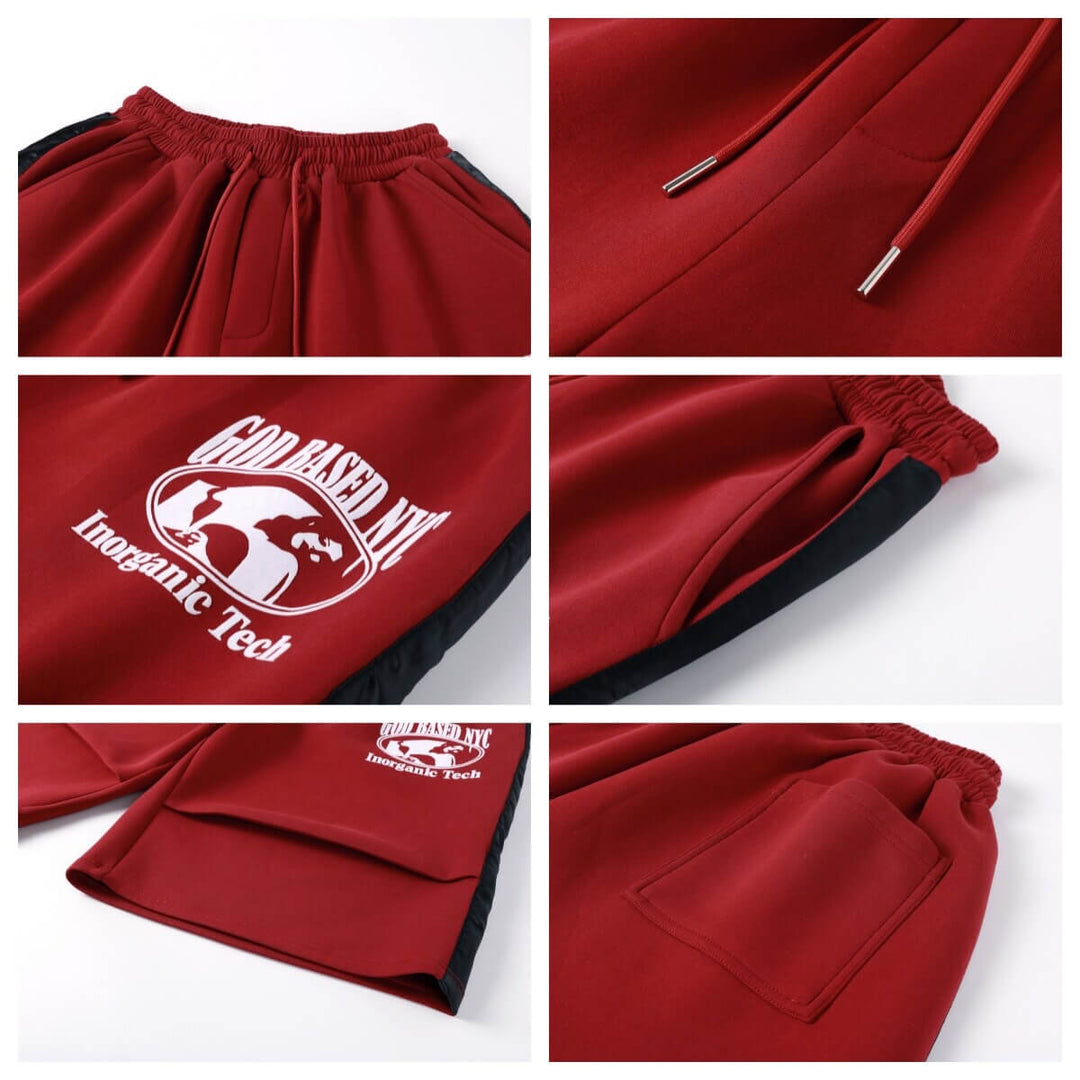 NOVACAM Flocked Print 3D Side Stripe Baggy Sweat Shorts | Face 3 Face