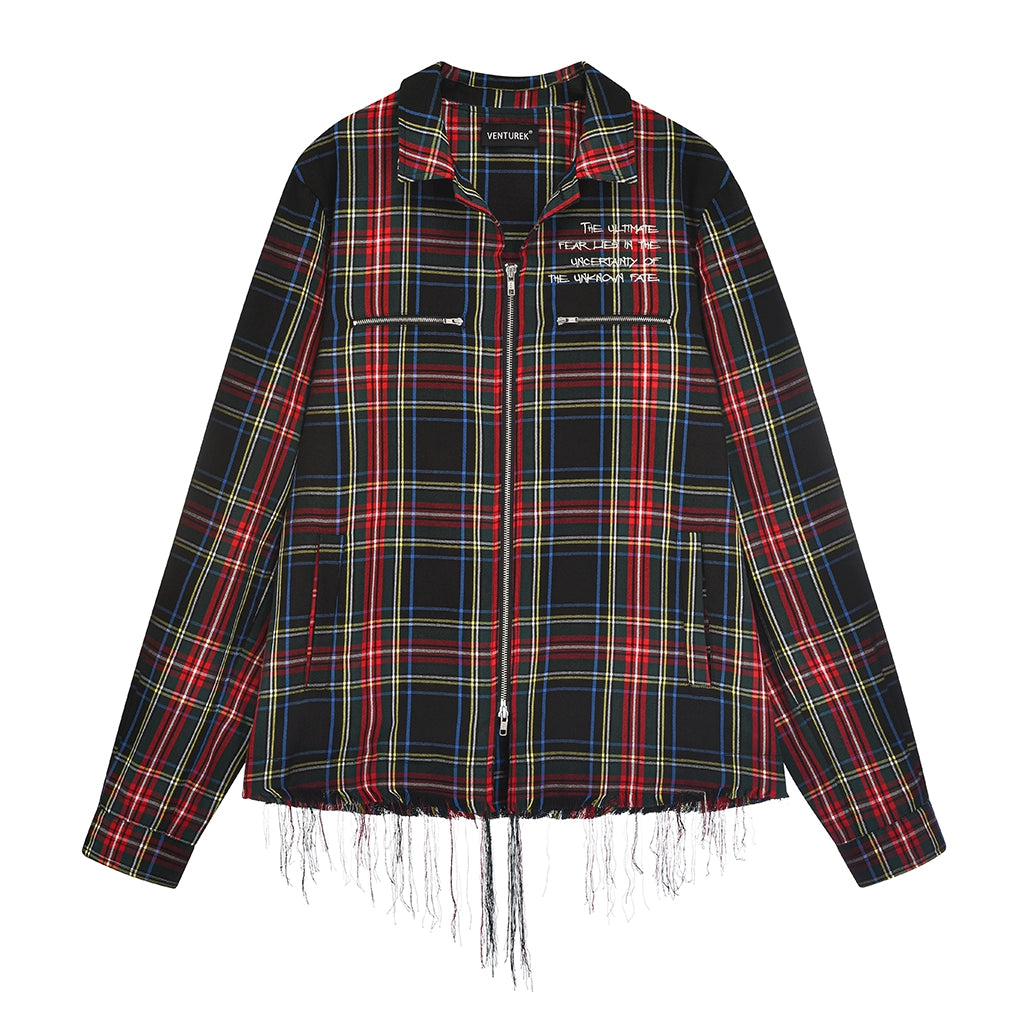 VENTUREK Tartan Check Embroidered Fringe Jacket | Face 3 Face