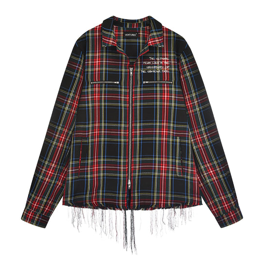 VENTUREK Tartan Check Embroidered Fringe Jacket | Face 3 Face