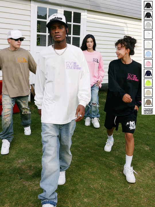 MEDM M Logo Embroidered Long Sleeve Tee | Face 3 Face