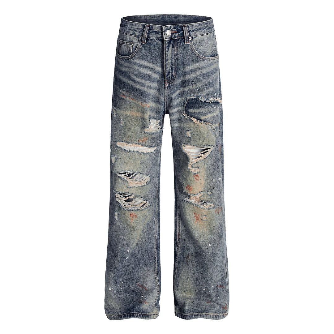 F3F Select Stone Washed Splash Ink Hole Distressed Jeans | Face 3 Face