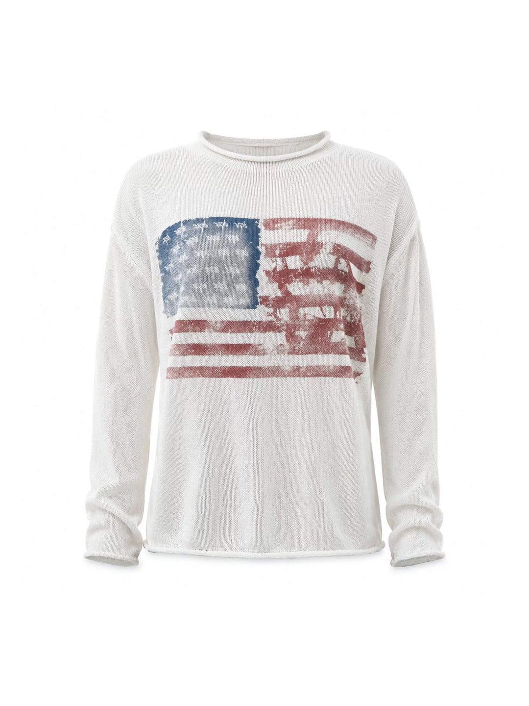 KARMANISTIC Flag Print Washed Long Sleeve Knit Sweater | Face 3 Face