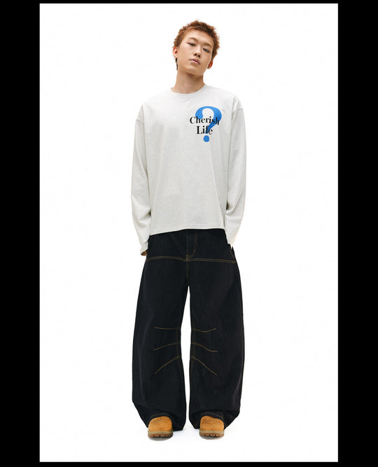 NOVACAM Question Mark Print Long Sleeve Tee | Face 3 Face