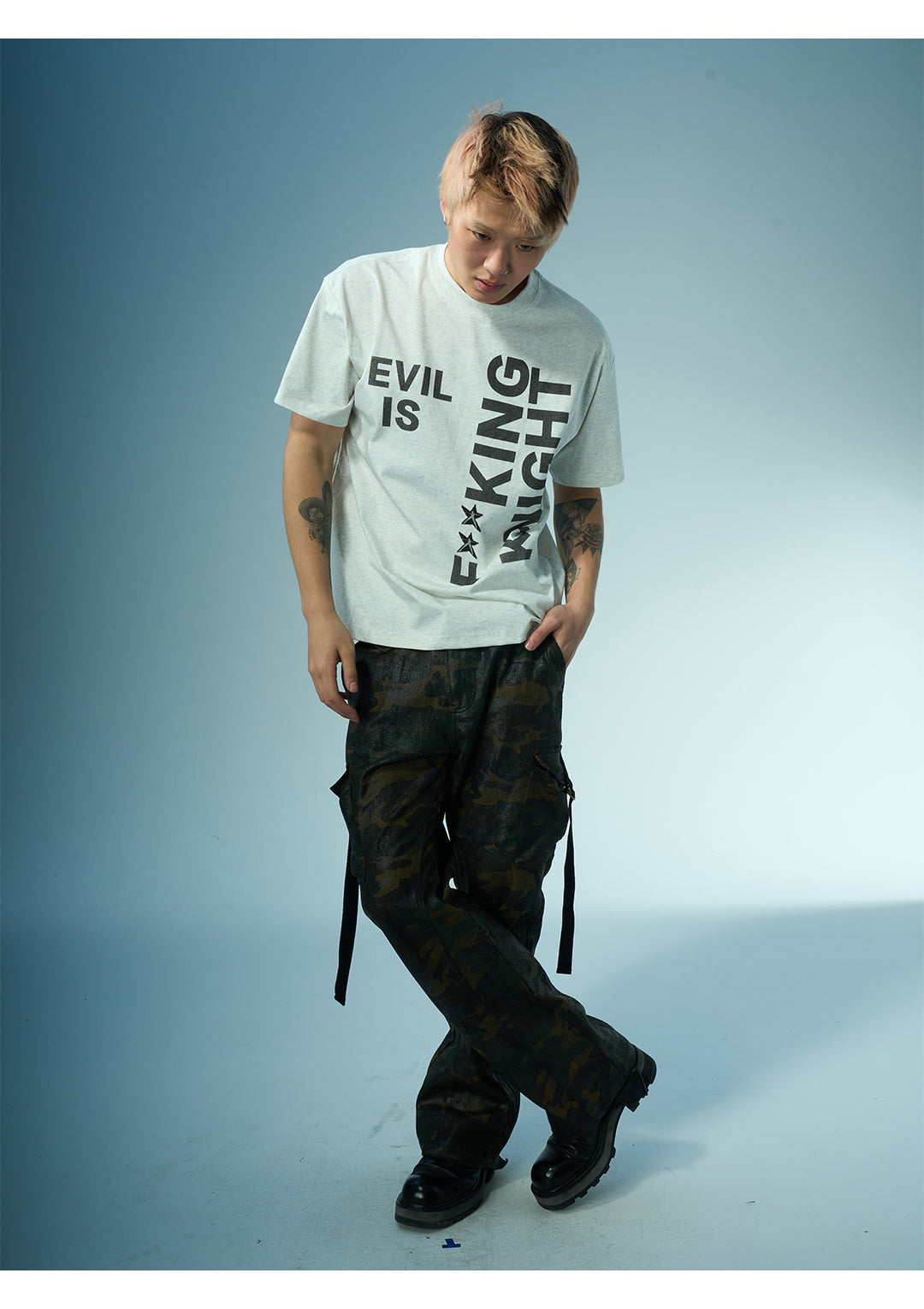 EVILKNIGHT(EK) Slogan Letter Print Tee | Face 3 Face