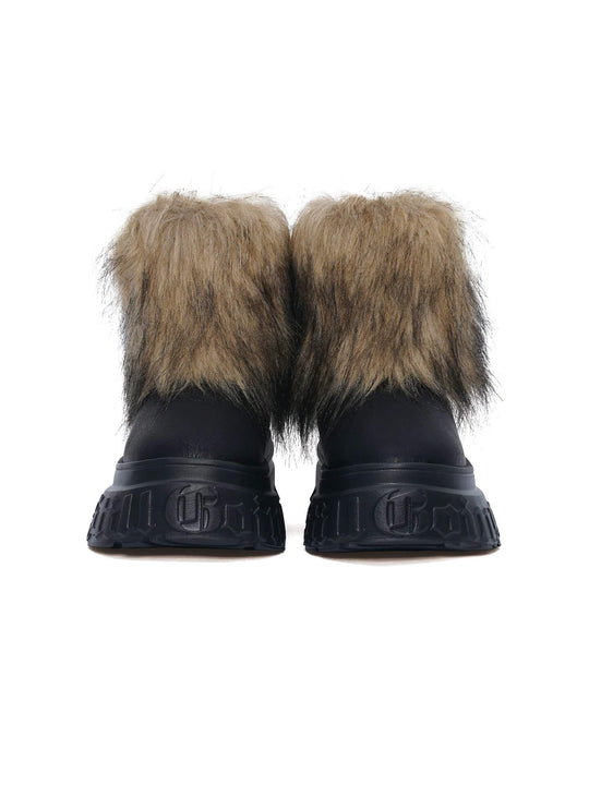 1807 INF-010 Gothic Chunky Platform Faux Fur Trim Shearling Boots | Face 3 Face