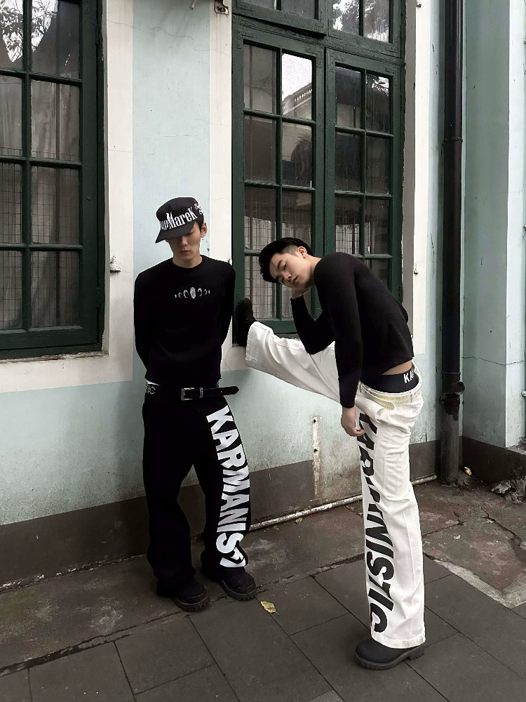 KARMANISTIC Logo Print Baggy Jeans | Face 3 Face