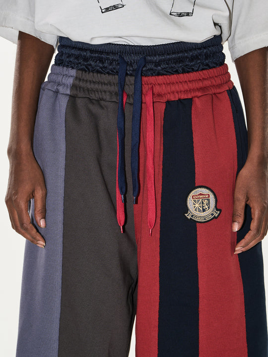Double-Waist Color-Blocked Patchwork Sweatpants | Face 3 Face