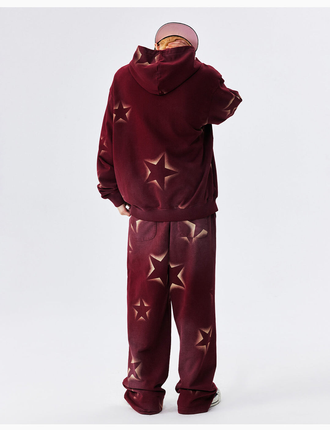 MEDM Washed Star All Over Print Zip Up Hoodie | Face 3 Face