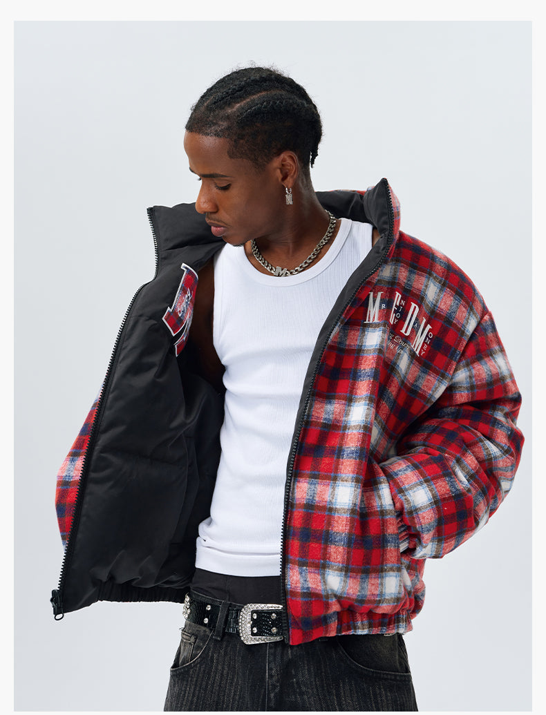 MEDM Plaid Reversible Down Jacket | Face 3 Face