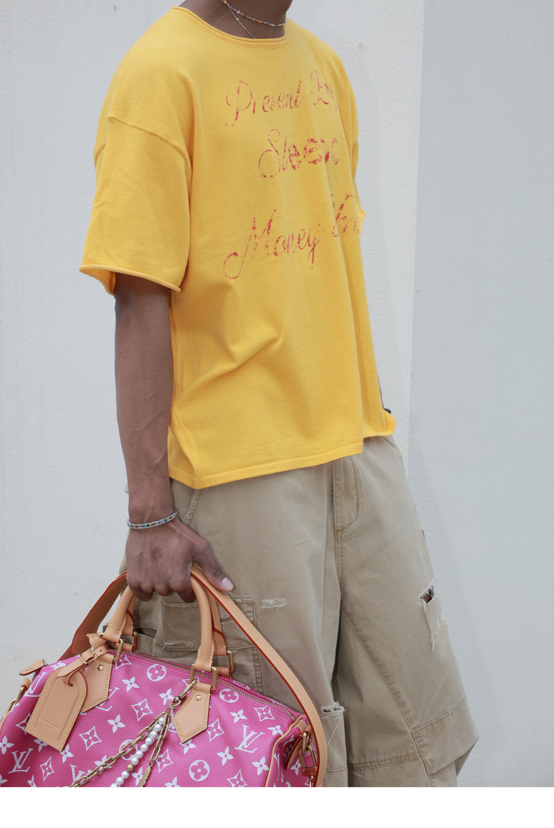 STEEPC Contrast Old Print Boxy Knit Tee | Face 3 Face