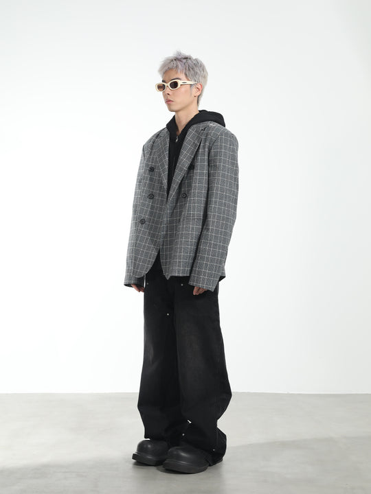 Harsh and Cruel Customized Check Double Breasted Blazer