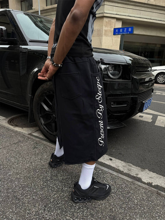 STEEPC Reconstructed Distressed Patchwork Cutoff Baggy Sweat Shorts | Face 3 Face