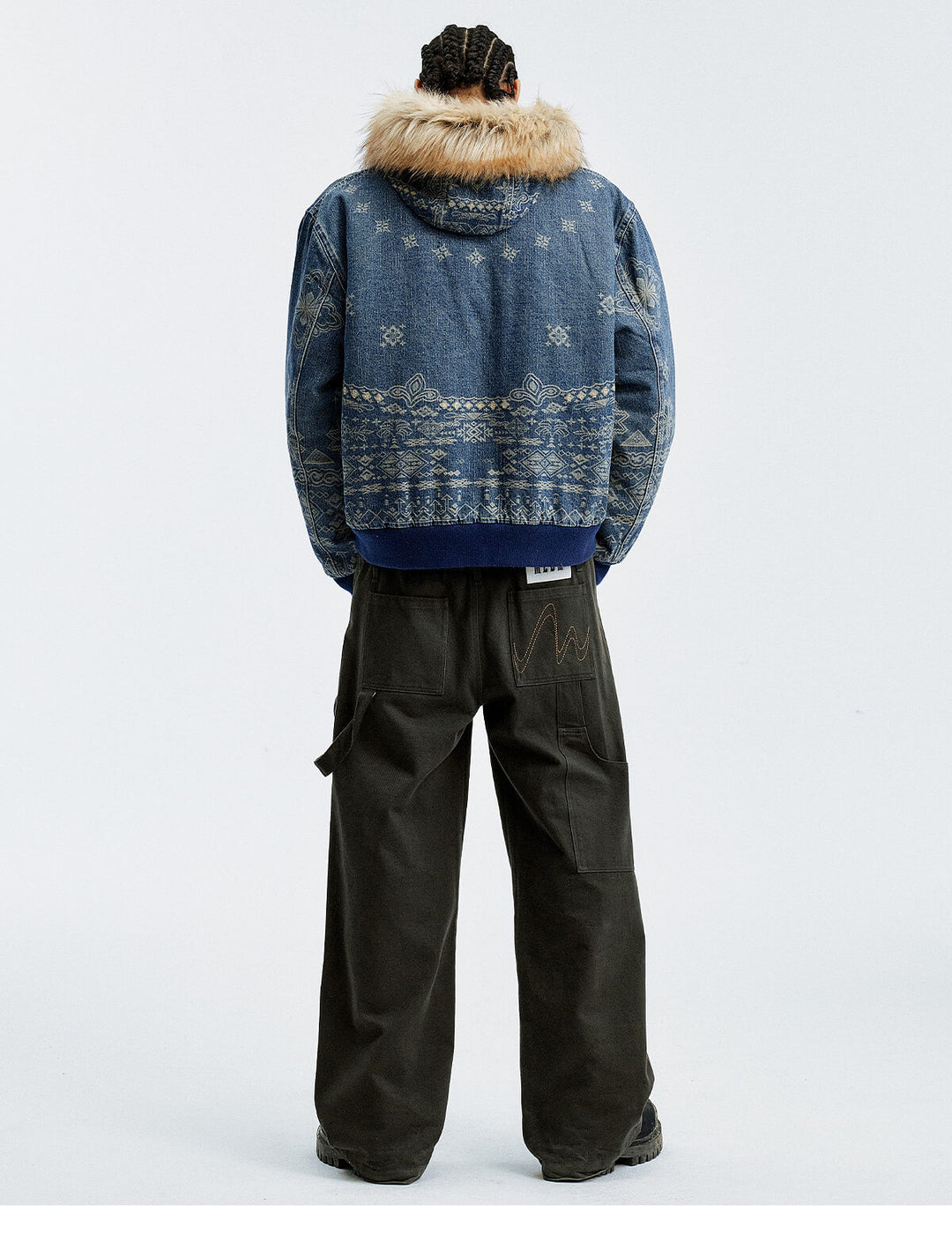 MEDM Ethnic Paisley Denim Hooded Jacket | Face 3 Face