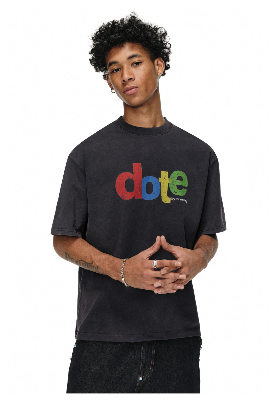 ANTIDOTE Dote Letter Print Washed Tee | Face 3 Face