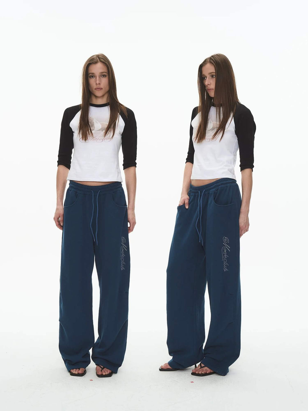 EXITMODE BY BLIND NO PLAN Dot Line Embroidered Baggy Sweatpants | Face 3 Face