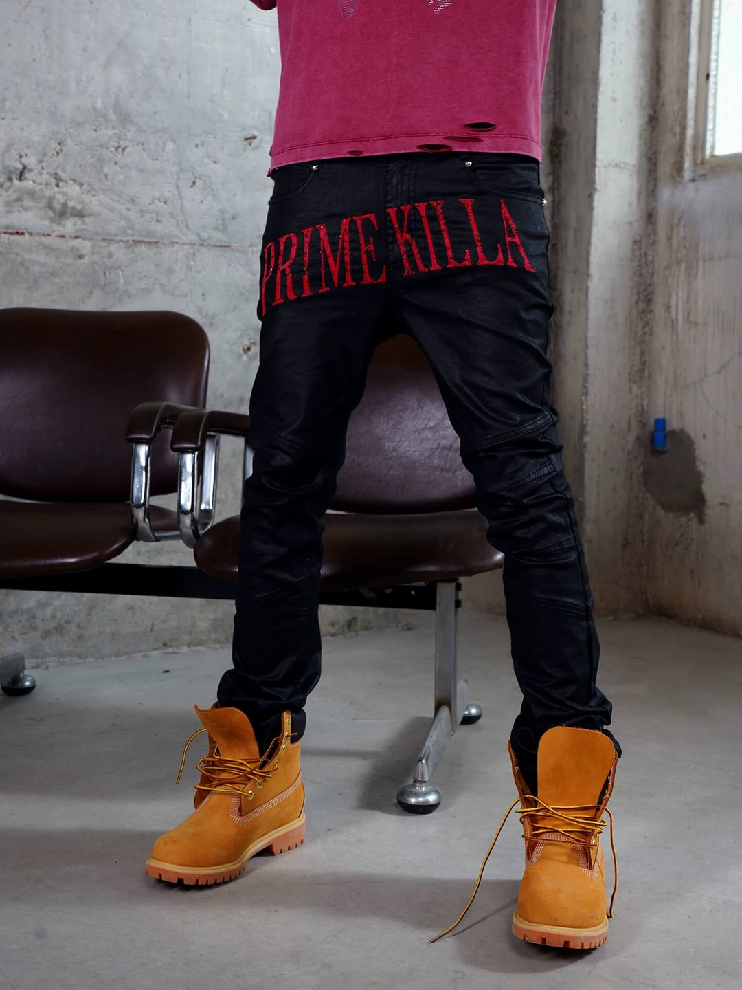 TGFCLUB PRIME KILLA Print Rhinestone Waxed Slim Fit Skinny Jeans | Face 3 Face