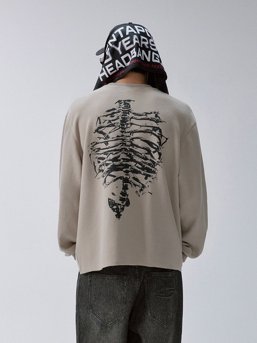 F2CE Bone Print Waffle Long Sleeve Tee | Face 3 Face