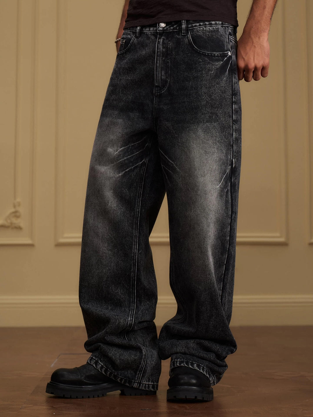 YADcrew Vintage Whiskered Washed Flared Jeans | Face 3 Face